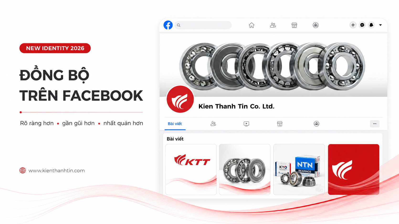 Hình ảnh thương hiệu KTT được đồng bộ trên Facebook.